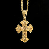 10k Yellow Gold 1.3CT Natural Diamond Cross Charm 5.2g Religious Pendant For Men
